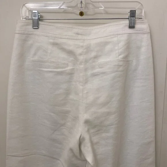 J. Crew Sailor Style White High Waisted Cropped Wide Leg Linen Blend Pants Sz. 6 - Picture 6 of 9